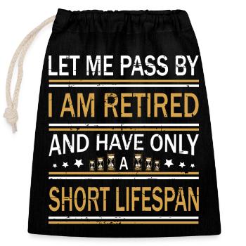 Retraité - Sac cadeau en coton avec cordon (25 x 30 cm) - noir - Devant