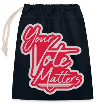 your vote matters quote - Closable cotton gift bag (25x30cm) - navy - Front