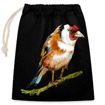 Colorful bird - Closable cotton gift bag (25x30cm) - black - Front