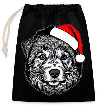 Weihnachten Hund süß lustig Hunde Tier Welpe 14 - Verschließbarer Geschenkbeutel aus Baumwolle (25x30cm) - Schwarz - Vorne