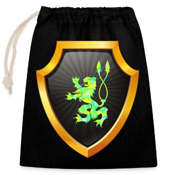 Logo du bouclier Emblème esports Sword Crest symbol lion - Sac cadeau en coton avec cordon (25 x 30 cm) - noir - Devant