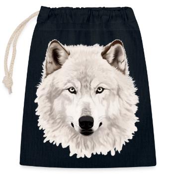 Furchtloses Auge des Wolfsgesichts Weiße Wolfsgrafik - Verschließbarer Geschenkbeutel aus Baumwolle (25x30cm) - Navy - Vorne