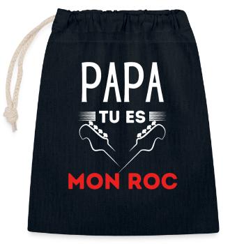 Papa tu es mon roc - Sac cadeau en coton avec cordon (25 x 30 cm) - bleu marine - Devant