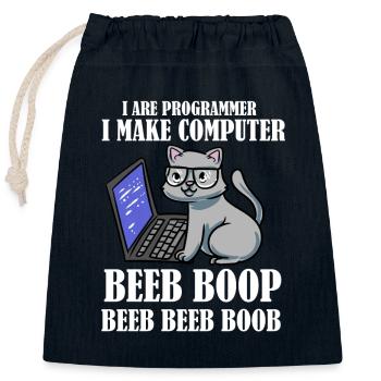I Are Programmer Beep Boop Informatiker Katze - Verschließbarer Geschenkbeutel aus Baumwolle (25x30cm) - Navy - Vorne