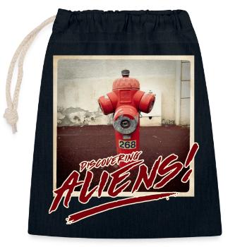 Étrangers 1 - Sac cadeau en coton avec cordon (25 x 30 cm) - bleu marine - Devant