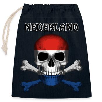 Skull Jolly Roger Pirate Flag Nederland R6Z - Closable cotton gift bag (25x30cm) - navy - Front