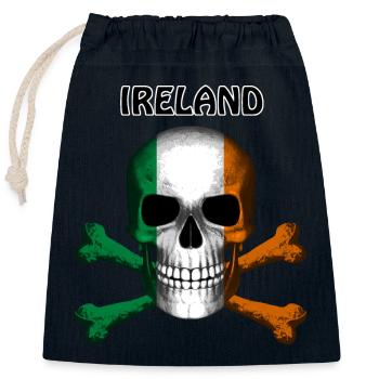 Skull Jolly Roger Pirate Flag Ireland R6Z - Closable cotton gift bag (25x30cm) - navy - Front