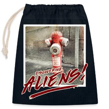 Aliens 19 - Closable cotton gift bag (25x30cm) - navy - Front