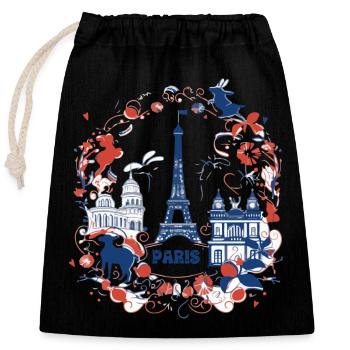 PARIS capital - Closable cotton gift bag (25x30cm) - black - Front