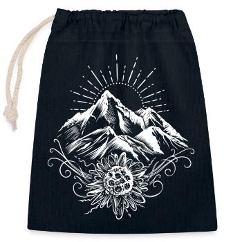 Wandern Berge Edelweiss - Verschließbarer Geschenkbeutel aus Baumwolle (25x30cm) - Navy - Vorne