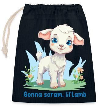 Gonna scram, lil'Lamb - Sac cadeau en coton avec cordon (25 x 30 cm) - bleu marine - Devant