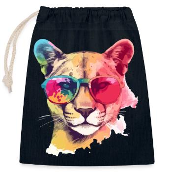 El malinus le cougar - Sac cadeau en coton avec cordon (25 x 30 cm) - bleu marine - Devant