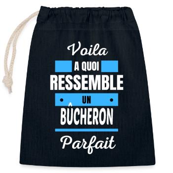 Voila a quoi ressemble un BÛCHERON parfait - Sac cadeau en coton avec cordon (25 x 30 cm) - bleu marine - Devant