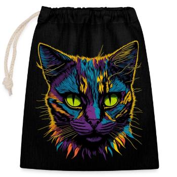 Pop Art Cat - Verschließbarer Geschenkbeutel aus Baumwolle (25x30cm) - Schwarz - Vorne