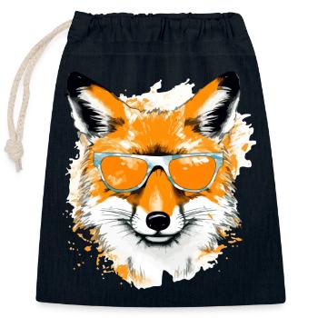 Krik le renard - Sac cadeau en coton avec cordon (25 x 30 cm) - bleu marine - Devant