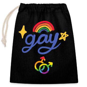 Gay rainbow - Closable cotton gift bag (25x30cm) - black - Front