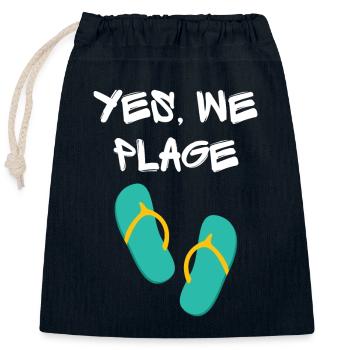 Yes we beach! Unique style original humor - Closable cotton gift bag (25x30cm) - navy - Front
