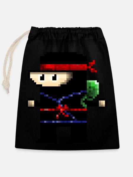 Pixel-Ninja-Krieger - Verschließbarer Geschenkbeutel aus Baumwolle (25x30cm) - Schwarz