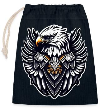 Eagle 2 - Closable cotton gift bag (25x30cm) - navy - Front