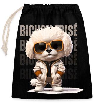 Aufgewecktes Bichon Frisé T-Shirt | Urbaner Cartoon-Hund De - Verschließbarer Geschenkbeutel aus Baumwolle (25x30cm) - Schwarz - Vorne