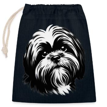 Hundegesicht Treuer Freund - Verschließbarer Geschenkbeutel aus Baumwolle (25x30cm) - Navy - Vorne