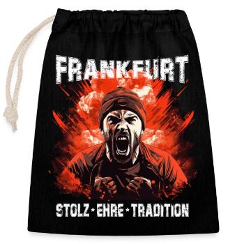 Frankfurt Stolz Ehre Tradition - Verschließbarer Geschenkbeutel aus Baumwolle (25x30cm) - Schwarz - Vorne