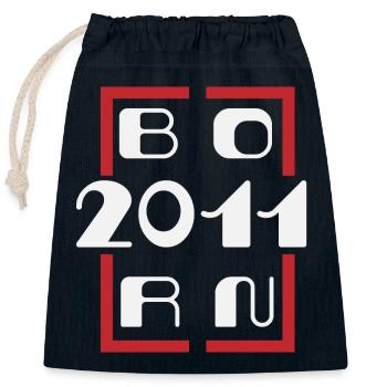 Born in 2011 - Anniversary 2011 - Closable cotton gift bag (25x30cm) - navy - Front