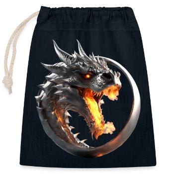 Feuerdrache im Ring - Verschließbarer Geschenkbeutel aus Baumwolle (25x30cm) - Navy - Vorne