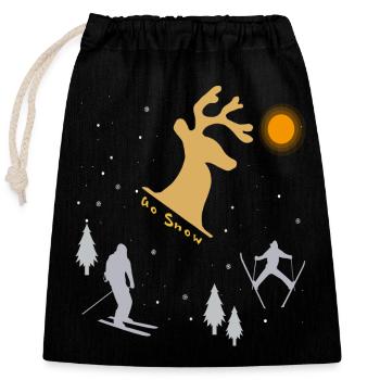 Winter Sports Skiing - Closable cotton gift bag (25x30cm) - black - Front