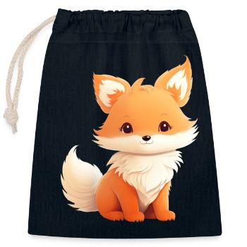 Niedliche Fuchs Illustration - Verschließbarer Geschenkbeutel aus Baumwolle (25x30cm) - Navy - Vorne
