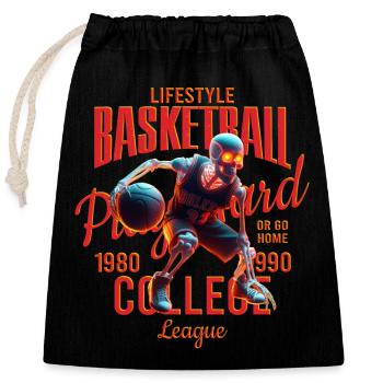 Skeleton Basketball Lifestyle Basketball College - Verschließbarer Geschenkbeutel aus Baumwolle (25x30cm) - Schwarz - Vorne
