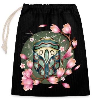 exotique africain effrayant crawly avec des magnolias - Sac cadeau en coton avec cordon (25 x 30 cm) - noir - Devant