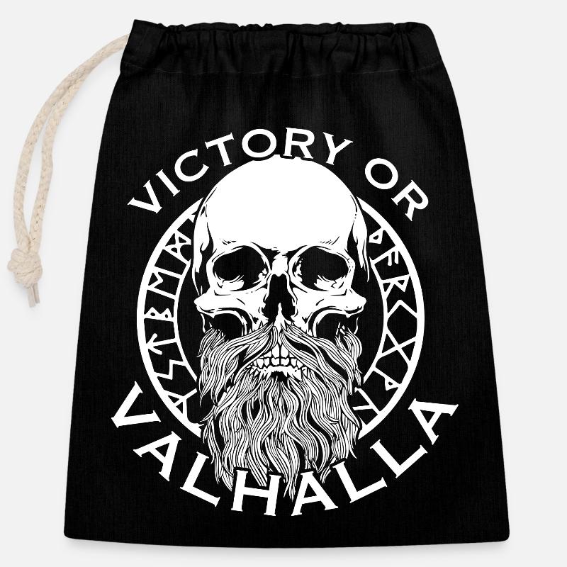 Victoria or Valhalla - Closable cotton gift bag (25x30cm) - black