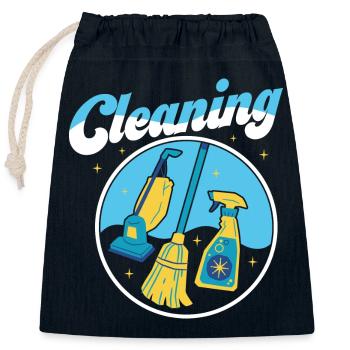 Nettoyage Nettoyeur Femme au foyer Entretien ménager - Sac cadeau en coton avec cordon (25 x 30 cm) - bleu marine - Devant