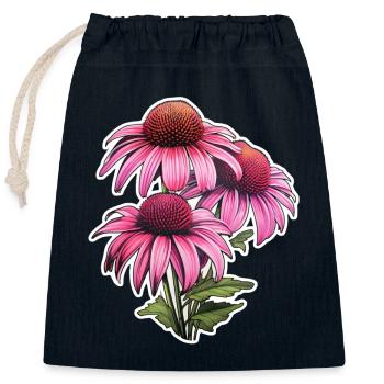 Échinacée 3 Fleurs - Sac cadeau en coton avec cordon (25 x 30 cm) - bleu marine - Devant