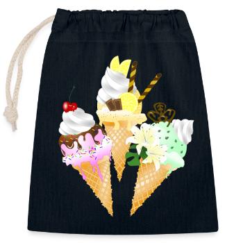 Cornet de crème glacée - Sac cadeau en coton avec cordon (25 x 30 cm) - bleu marine - Devant