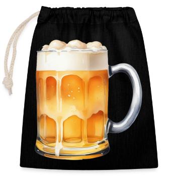 Beer mug - Closable cotton gift bag (25x30cm) - black - Front