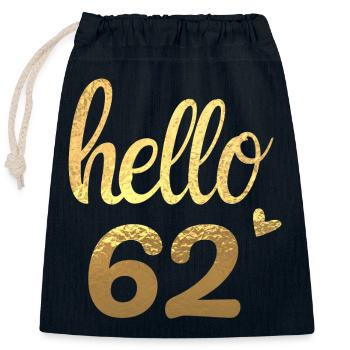 Hello 62 gold - Closable cotton gift bag (25x30cm) - navy - Front