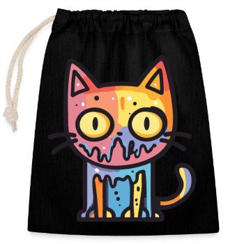 Katze Halloween Lustig - Verschließbarer Geschenkbeutel aus Baumwolle (25x30cm) - Schwarz - Vorne
