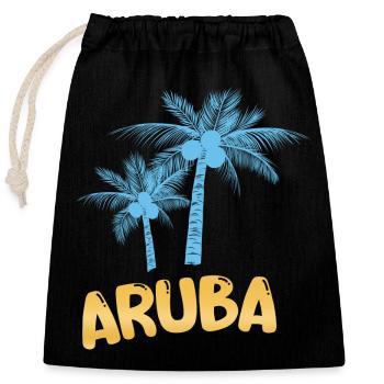 Geschenk für Aruba - Verschließbarer Geschenkbeutel aus Baumwolle (25x30cm) - Schwarz - Vorne