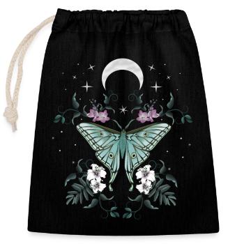 Butterfly green at night - Closable cotton gift bag (25x30cm) - black - Front