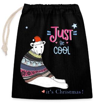 Polar Bear Christmas - Closable cotton gift bag (25x30cm) - black - Front