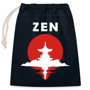 Zen - Sac cadeau en coton avec cordon (25 x 30 cm) - bleu marine - Devant
