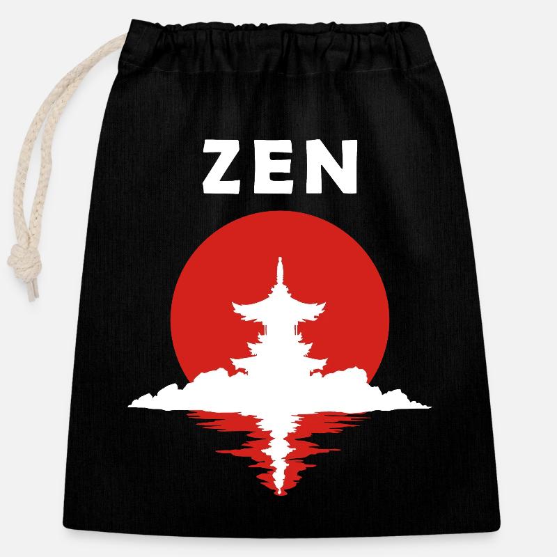 Zen - Closable cotton gift bag (25x30cm) - black