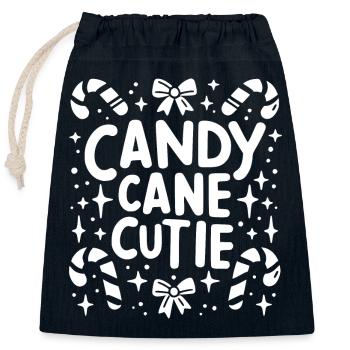 Candy Cane Cutie - Closable cotton gift bag (25x30cm) - navy - Front