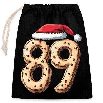Biscuit de Noël à 89 chiffres - Sac cadeau en coton avec cordon (25 x 30 cm) - noir - Devant