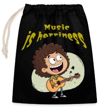 Dessin animé drôle - Sac cadeau en coton avec cordon (25 x 30 cm) - noir - Devant