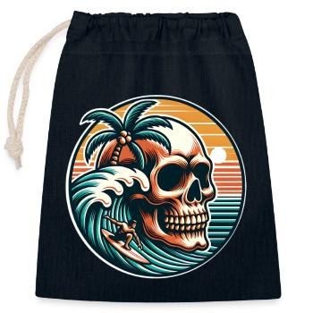 Surfen Surfer skull - Verschließbarer Geschenkbeutel aus Baumwolle (25x30cm) - Navy - Vorne