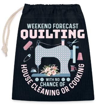 Prévisions du week-end Courtepointe Quilter Couture - Sac cadeau en coton avec cordon (25 x 30 cm) - bleu marine - Devant
