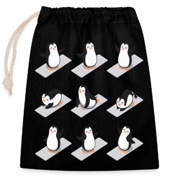 Pinguin Yoga Lustig - Verschließbarer Geschenkbeutel aus Baumwolle (25x30cm) - Schwarz - Vorne